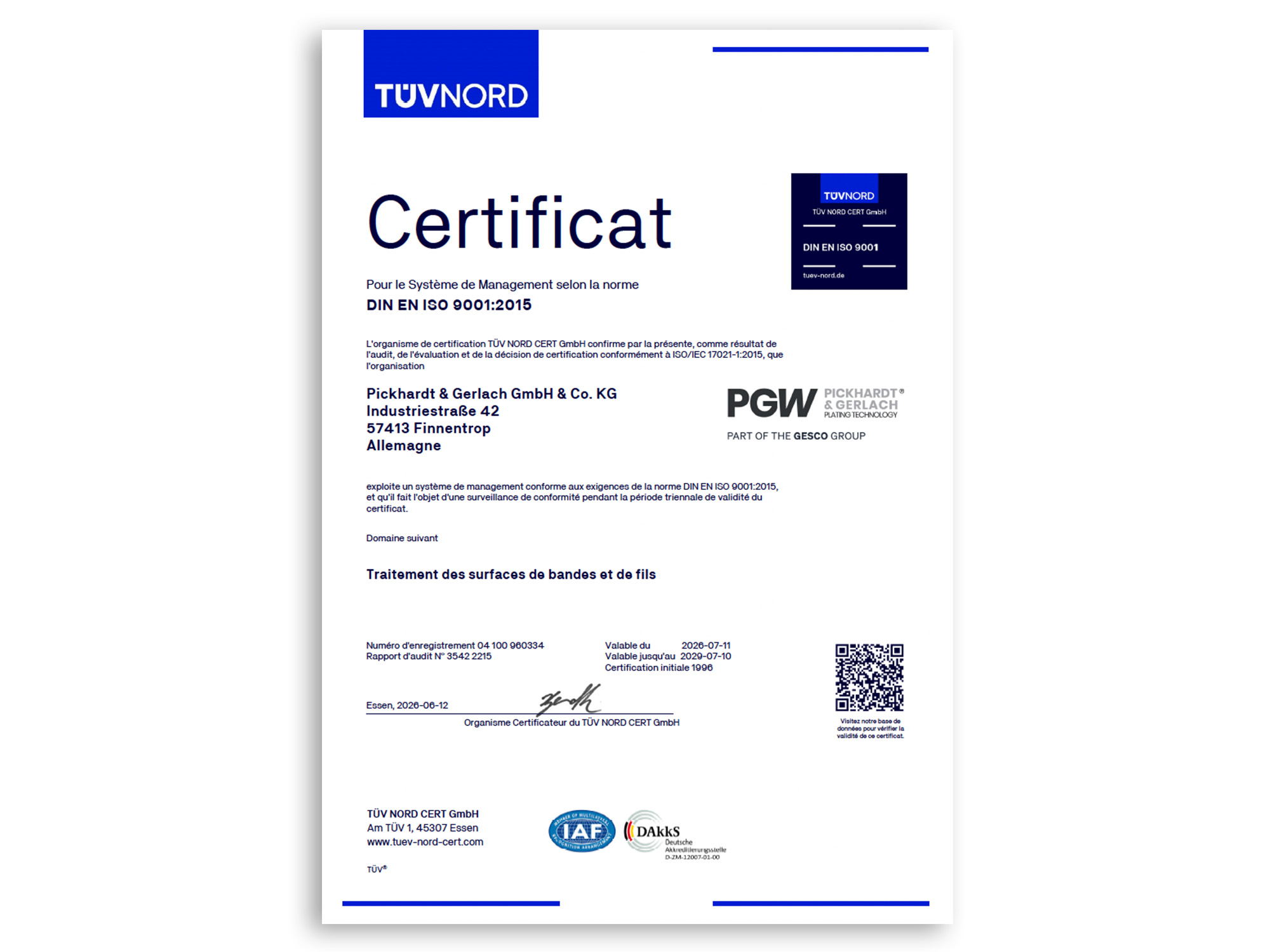 Norme de management environnemental DIN EN ISO 9001